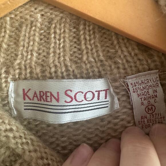 Karen Scott Mohair Blend Mock Neck Sweater Ombre Brown Tan Size Medium - Picture 2 of 3